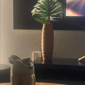 Target Gold Vase with Green Leaf Accent